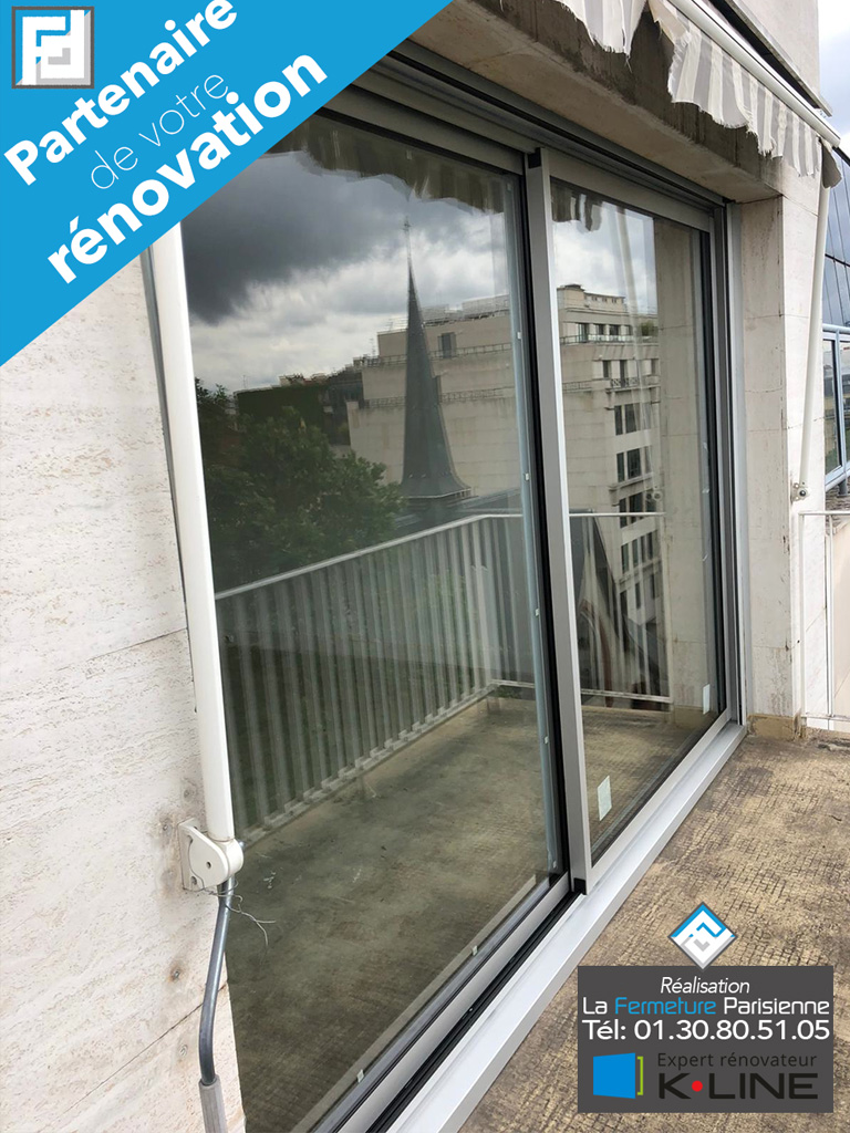 Porte fenêtre coulissante aluminium Kline - 92 - La Fermeture Parisienne - Expert Rénovateur Kline 78